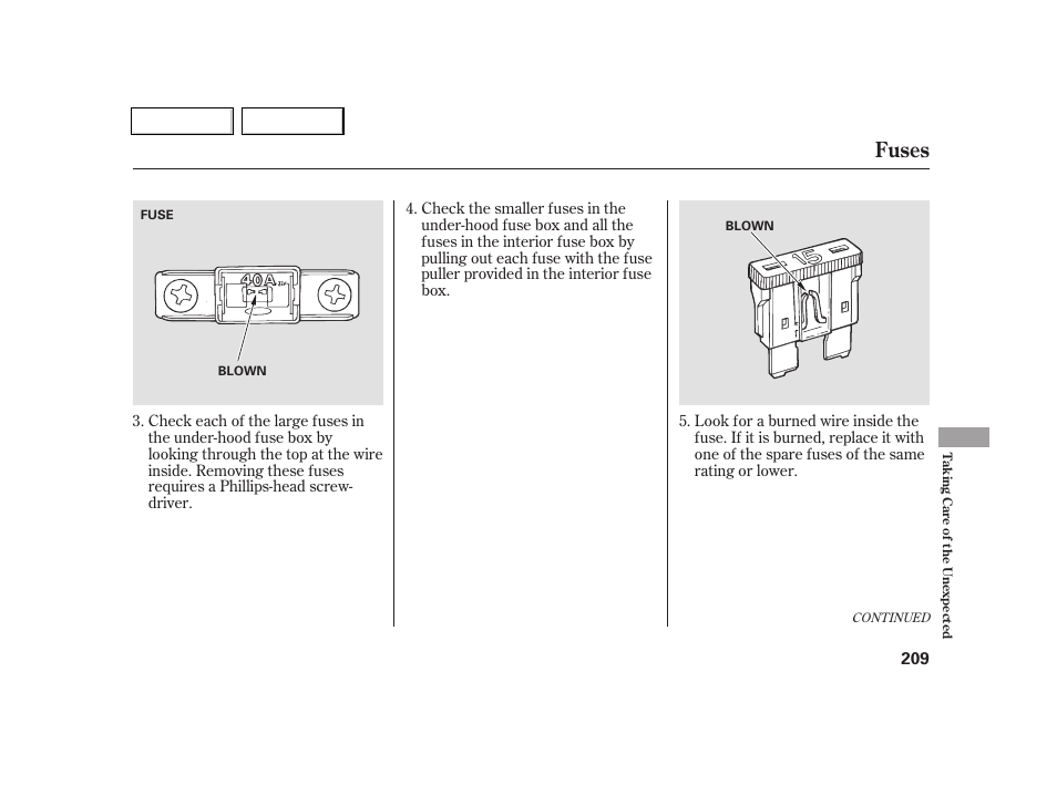 Fuses | Acura 2005 RSX - Owner's Manual User Manual | Page 210 / 243