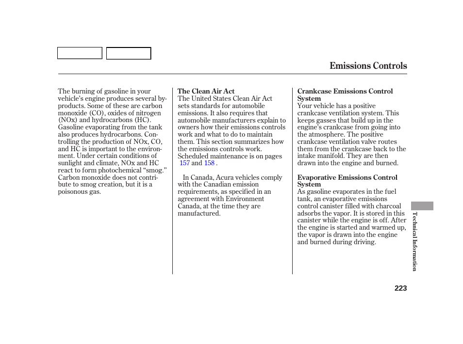 Emissions controls | Acura 2005 RSX - Owner's Manual User Manual | Page 224 / 243
