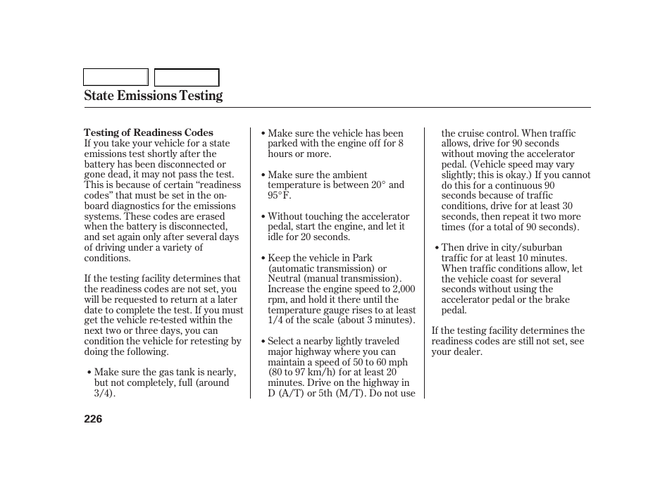 State emissions testing | Acura 2005 RSX - Owner's Manual User Manual | Page 227 / 243
