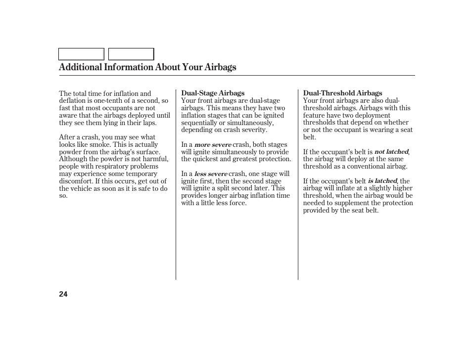 Additional information about your airbags | Acura 2005 RSX - Owner's Manual User Manual | Page 25 / 243