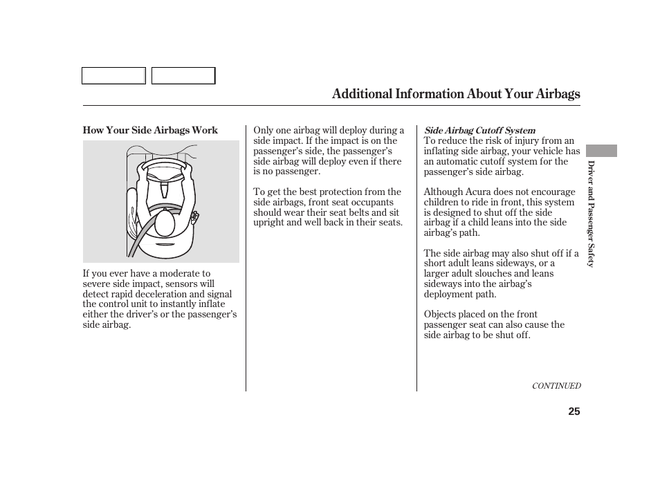 Additional information about your airbags | Acura 2005 RSX - Owner's Manual User Manual | Page 26 / 243