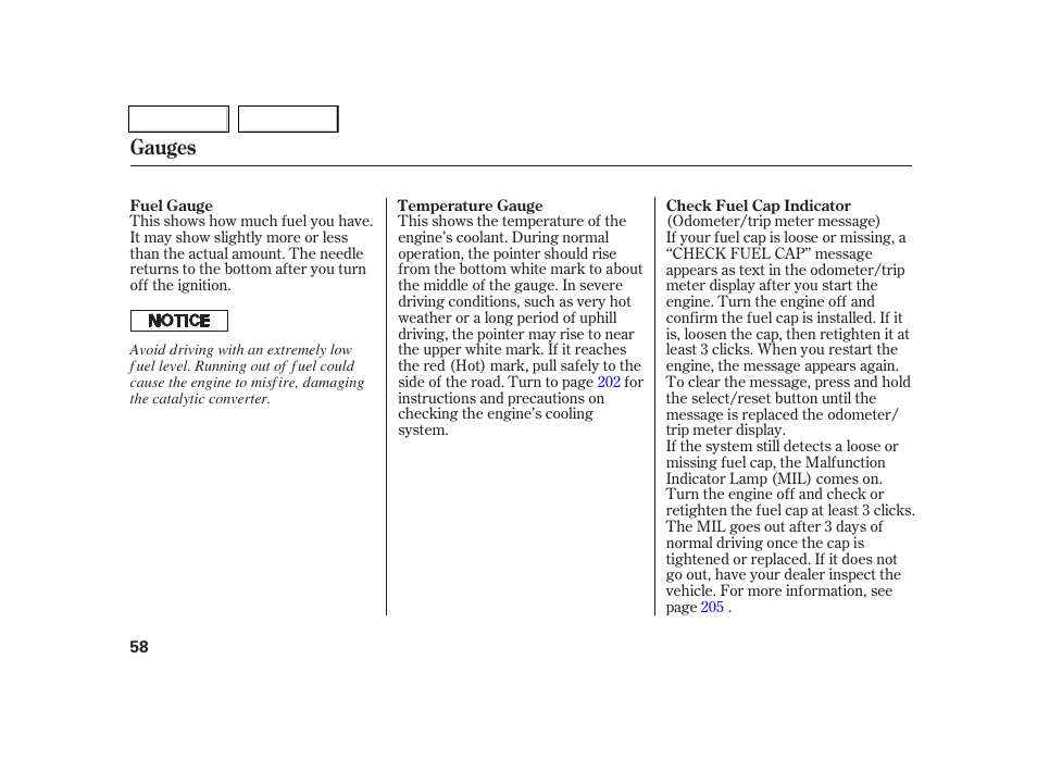 Gauges | Acura 2005 RSX - Owner's Manual User Manual | Page 59 / 243