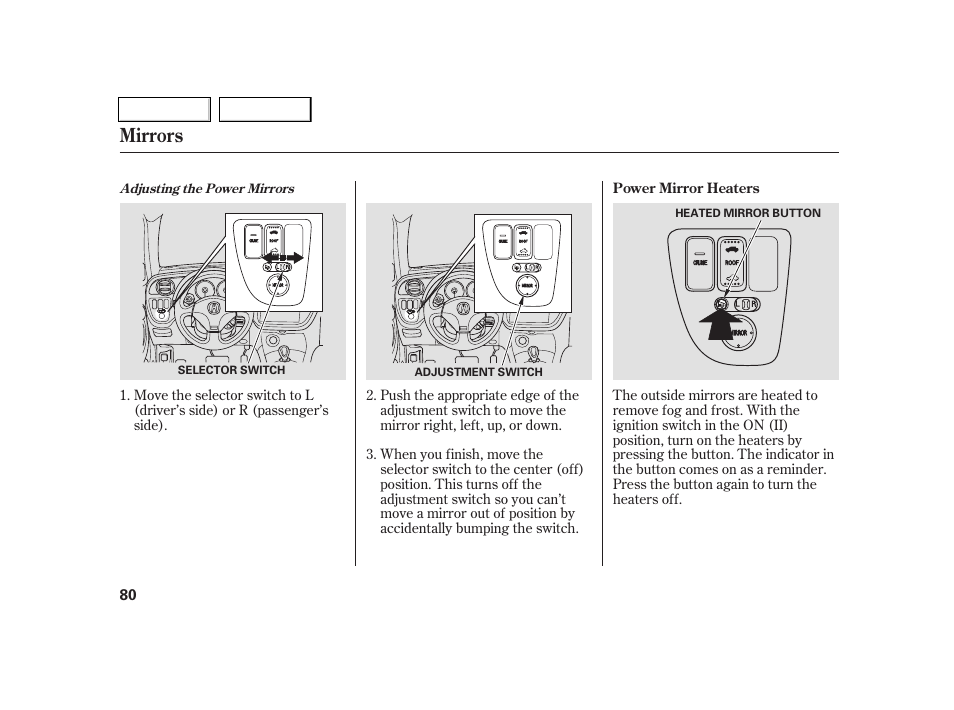 Mirrors | Acura 2005 RSX - Owner's Manual User Manual | Page 81 / 243