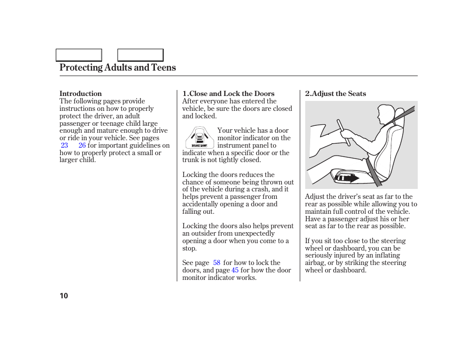 Protecting adults and teens | Acura 2005 NSX - Owner's Manual User Manual | Page 12 / 228