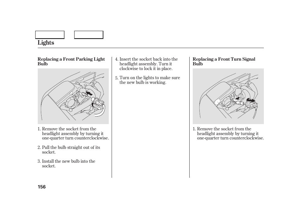 Lights | Acura 2005 NSX - Owner's Manual User Manual | Page 158 / 228