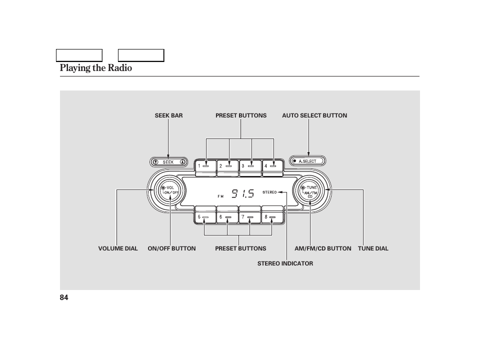 Playing the radio | Acura 2005 NSX - Owner's Manual User Manual | Page 86 / 228