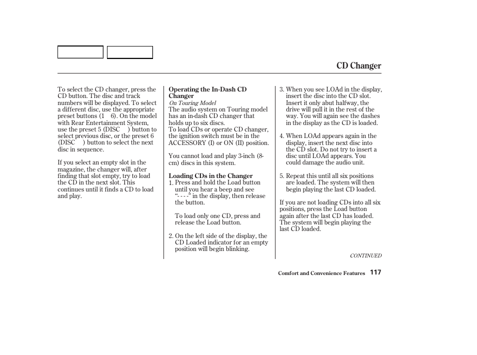 Cd changer | Acura 2004 MDX - Owner's Manual User Manual | Page 121 / 284