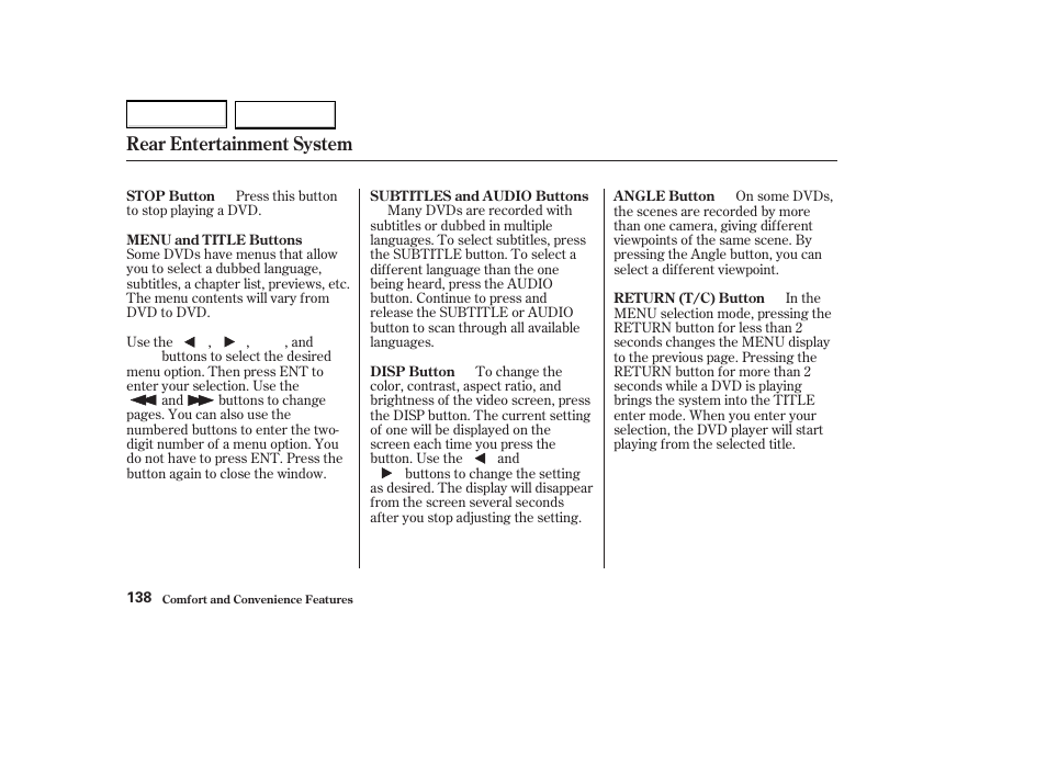 Rear entertainment system | Acura 2004 MDX - Owner's Manual User Manual | Page 142 / 284