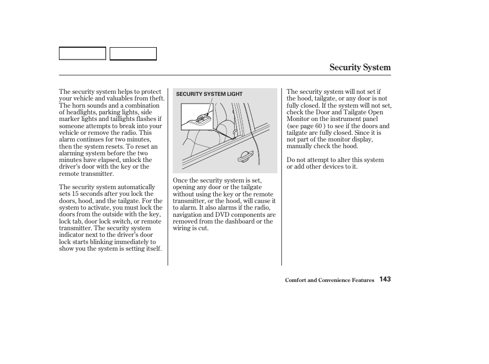 Security system | Acura 2004 MDX - Owner's Manual User Manual | Page 147 / 284