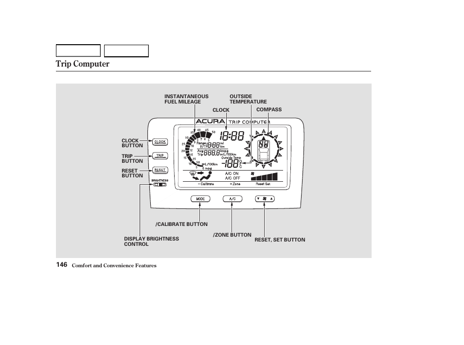 Trip computer | Acura 2004 MDX - Owner's Manual User Manual | Page 150 / 284