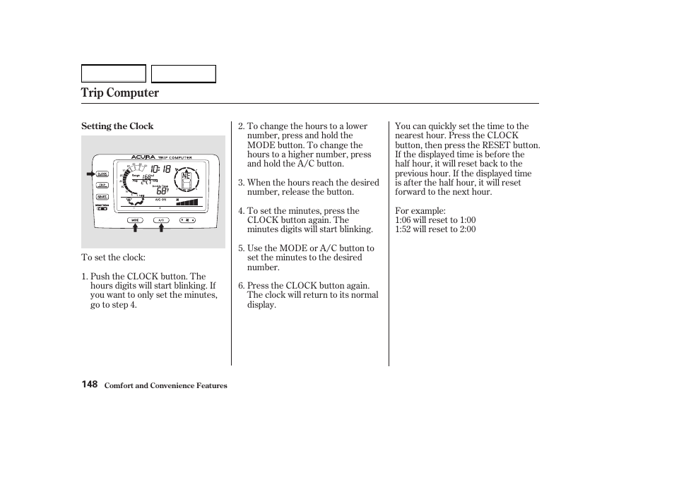 Trip computer | Acura 2004 MDX - Owner's Manual User Manual | Page 152 / 284