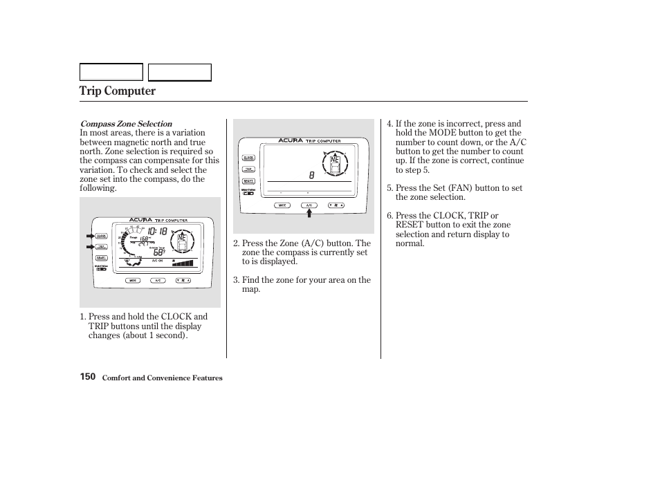 Trip computer | Acura 2004 MDX - Owner's Manual User Manual | Page 154 / 284