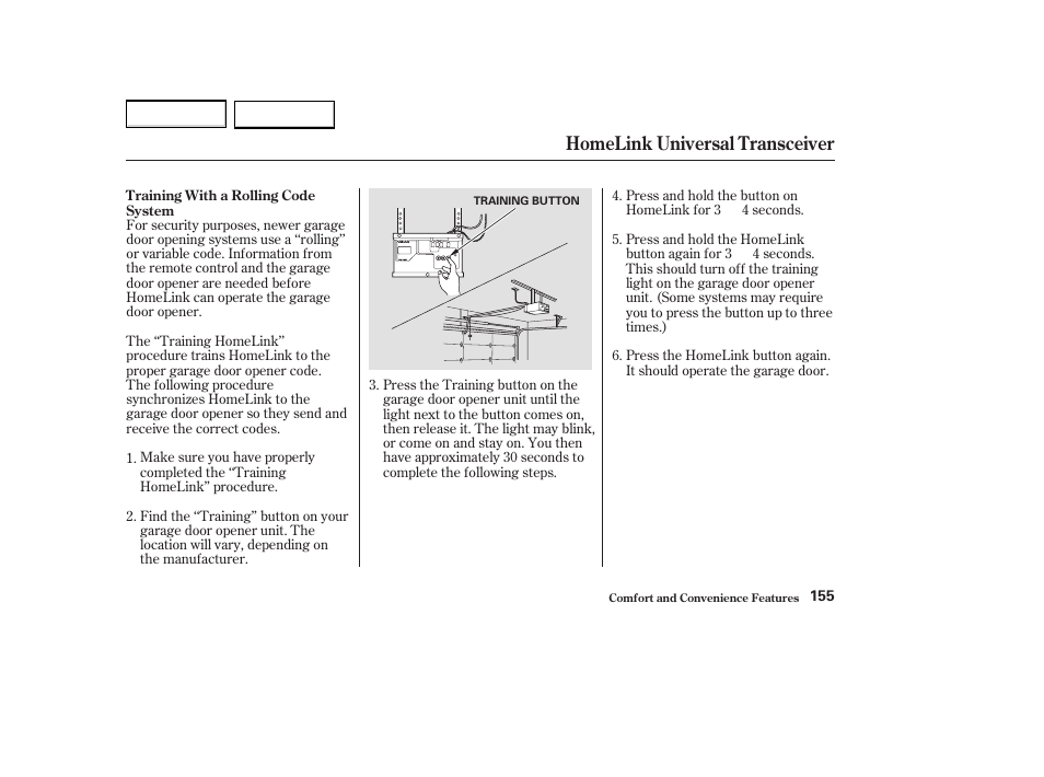 Homelink universal transceiver | Acura 2004 MDX - Owner's Manual User Manual | Page 159 / 284