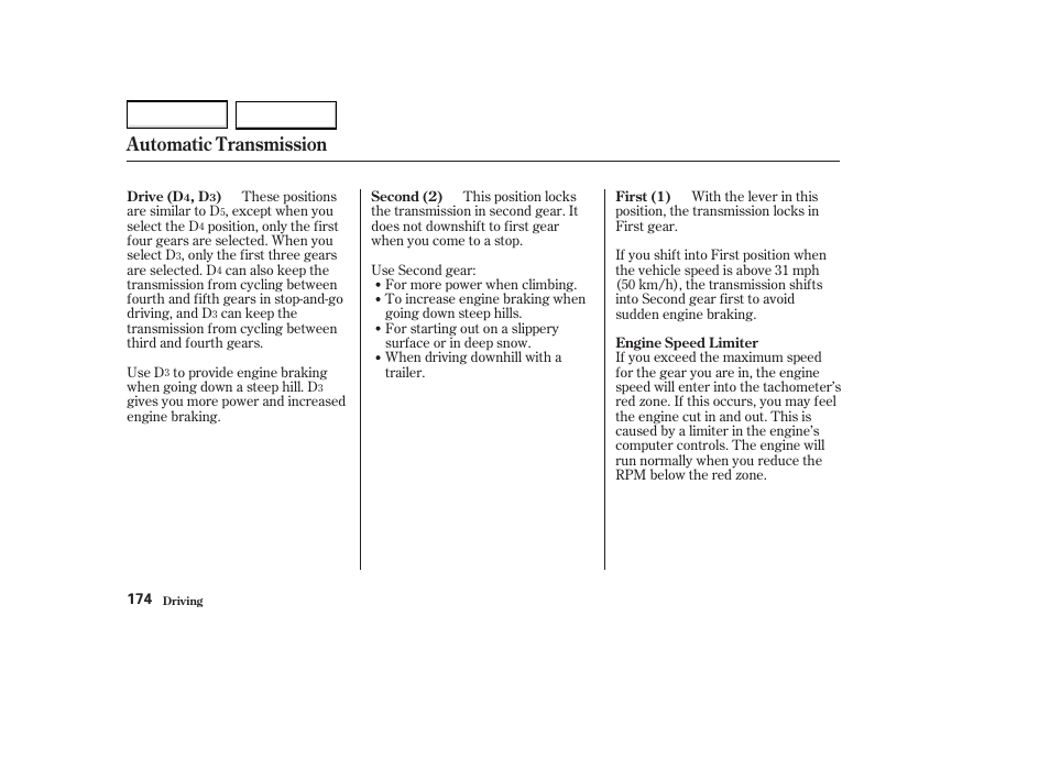 Automatic transmission | Acura 2004 MDX - Owner's Manual User Manual | Page 178 / 284