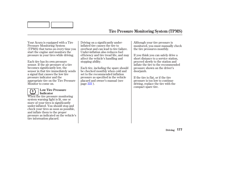 Tire pressure monitoring system (tpms) | Acura 2004 MDX - Owner's Manual User Manual | Page 181 / 284