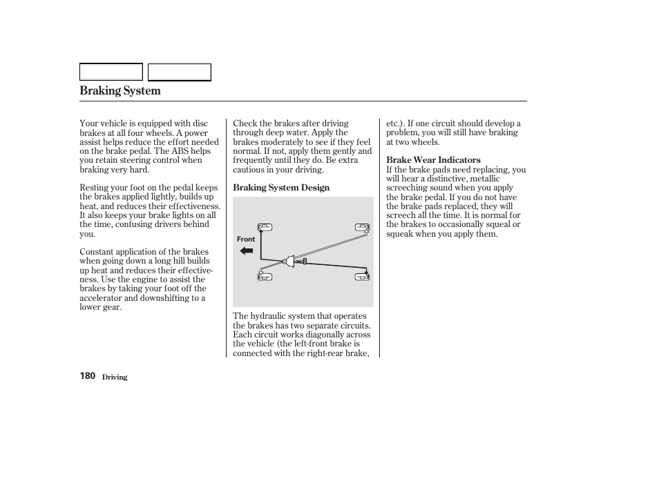 Braking system | Acura 2004 MDX - Owner's Manual User Manual | Page 184 / 284