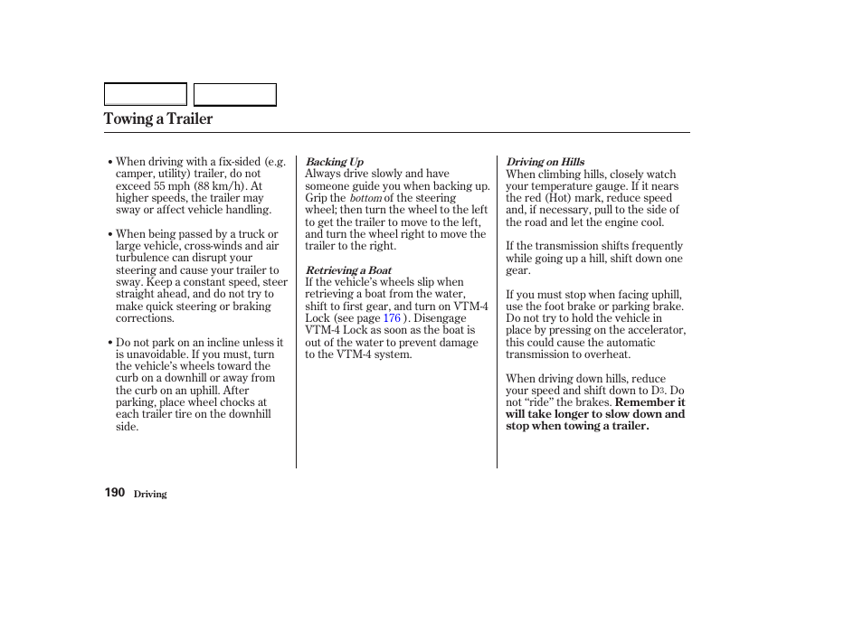 Towing a trailer | Acura 2004 MDX - Owner's Manual User Manual | Page 194 / 284