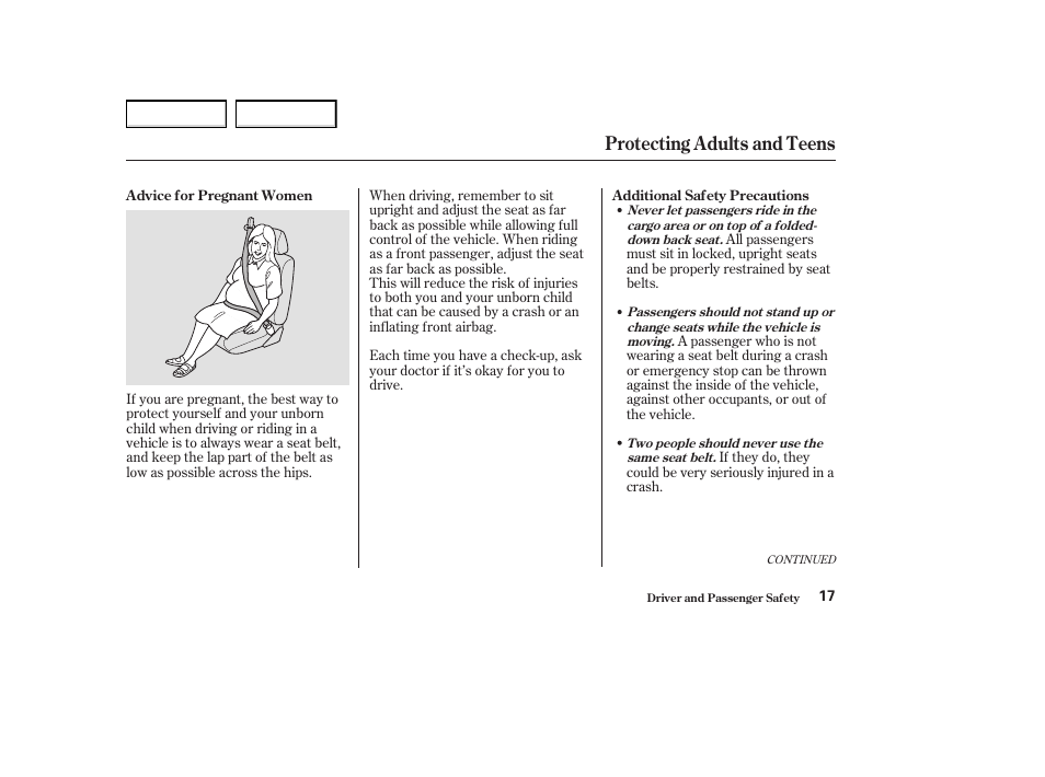 Protecting adults and teens | Acura 2004 MDX - Owner's Manual User Manual | Page 21 / 284