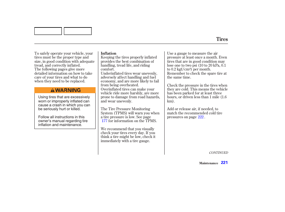Tires | Acura 2004 MDX - Owner's Manual User Manual | Page 225 / 284