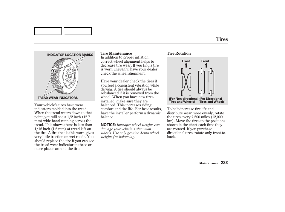 Tires | Acura 2004 MDX - Owner's Manual User Manual | Page 227 / 284