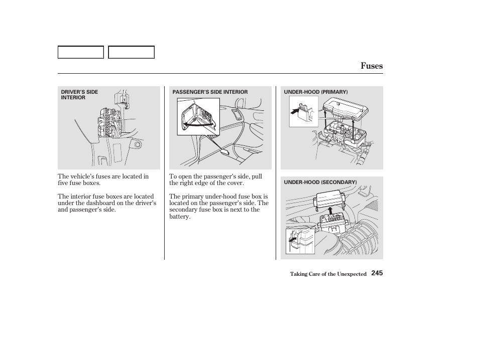 Fuses | Acura 2004 MDX - Owner's Manual User Manual | Page 249 / 284