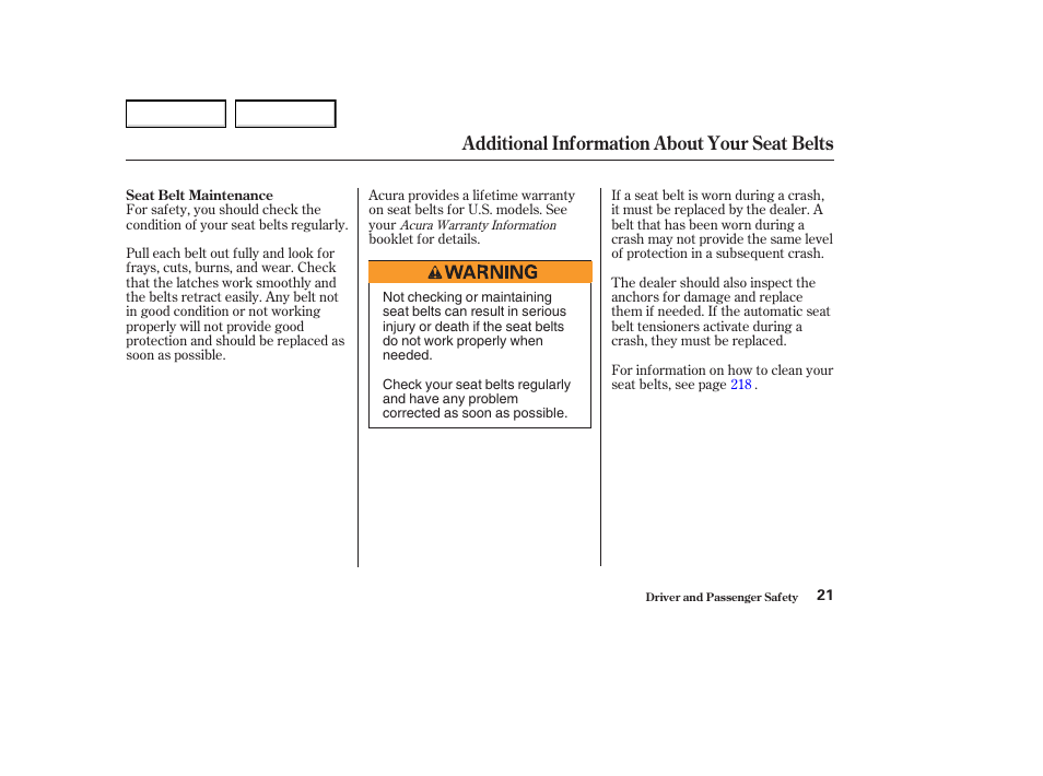 Additional information about your seat belts | Acura 2004 MDX - Owner's Manual User Manual | Page 25 / 284