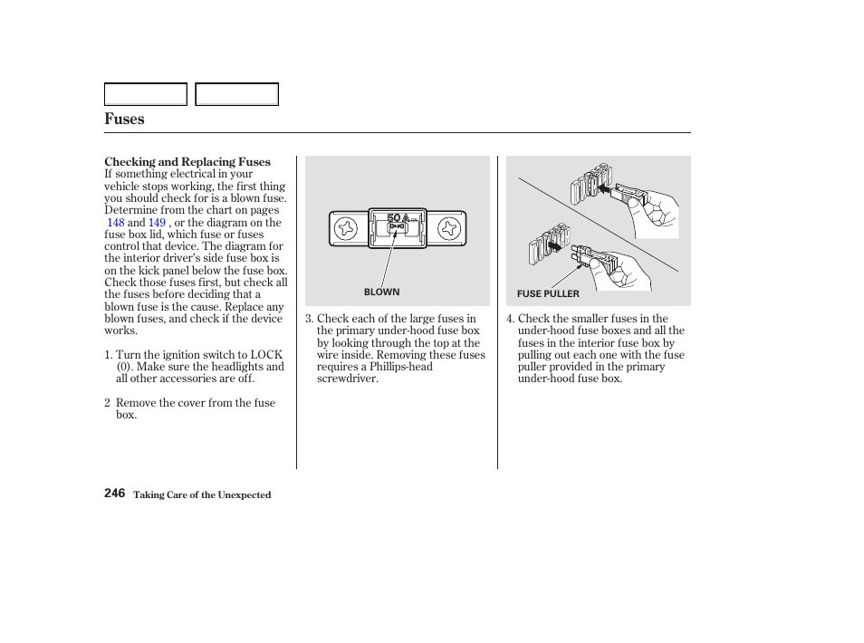 Fuses | Acura 2004 MDX - Owner's Manual User Manual | Page 250 / 284