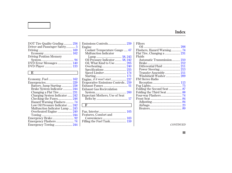 Index | Acura 2004 MDX - Owner's Manual User Manual | Page 277 / 284