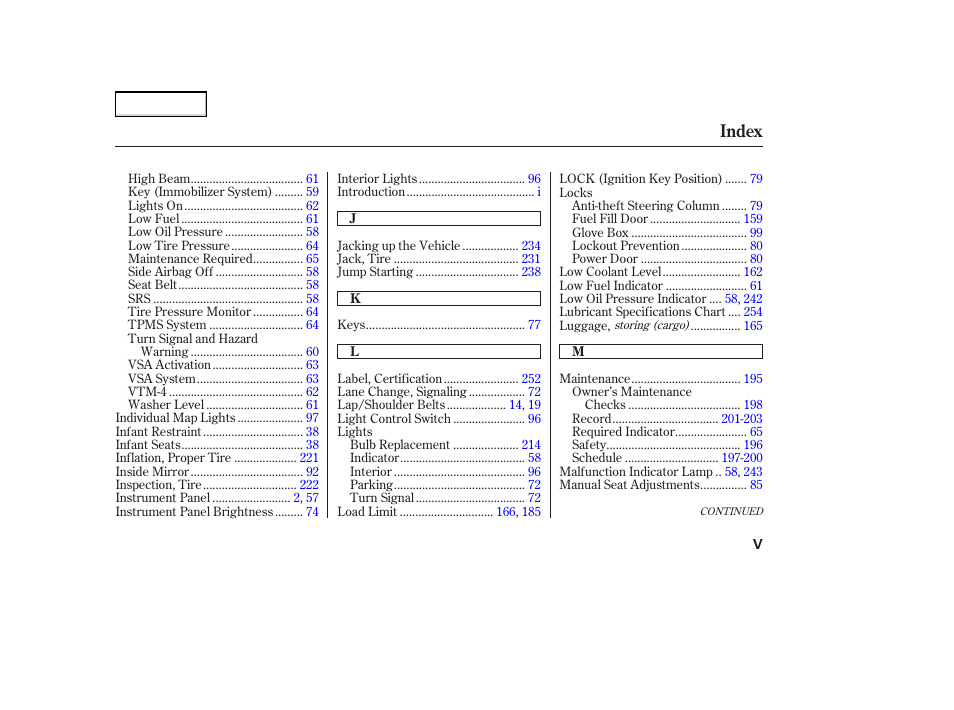Index | Acura 2004 MDX - Owner's Manual User Manual | Page 279 / 284
