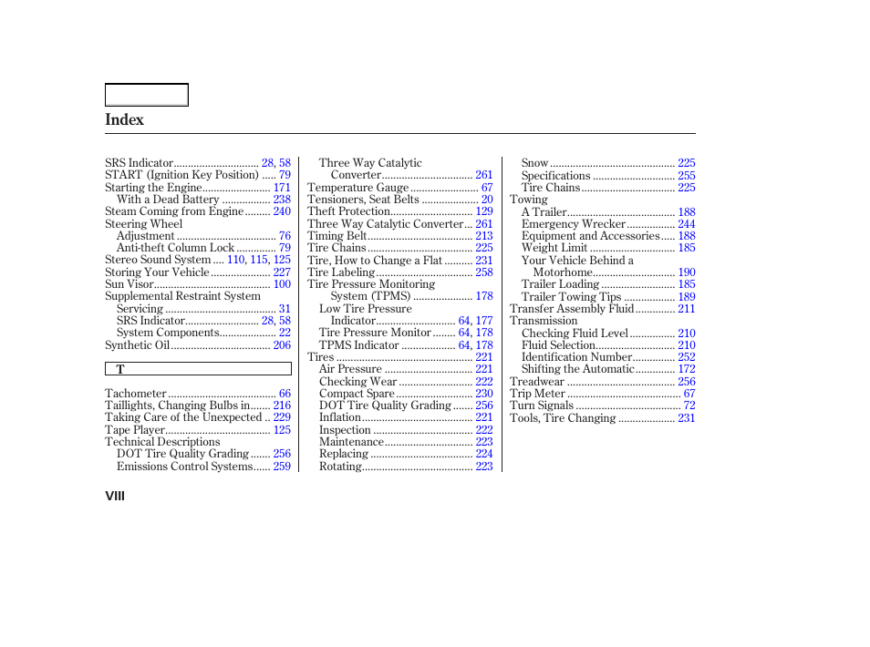 Index | Acura 2004 MDX - Owner's Manual User Manual | Page 282 / 284