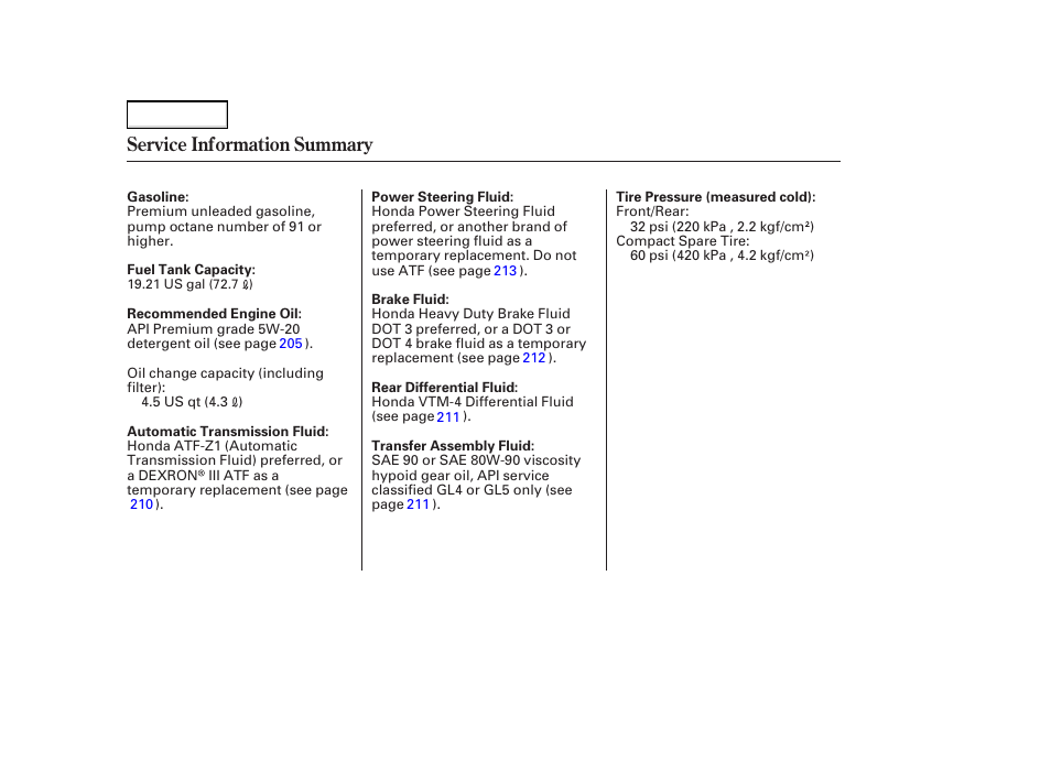 Service information summary | Acura 2004 MDX - Owner's Manual User Manual | Page 284 / 284