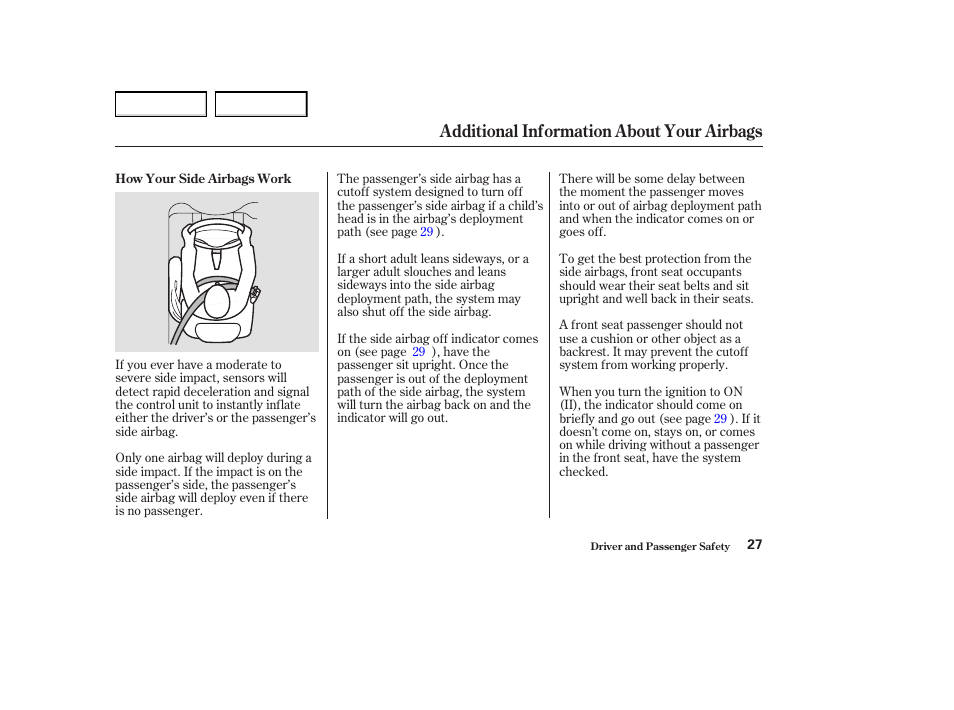 Additional information about your airbags | Acura 2004 MDX - Owner's Manual User Manual | Page 31 / 284