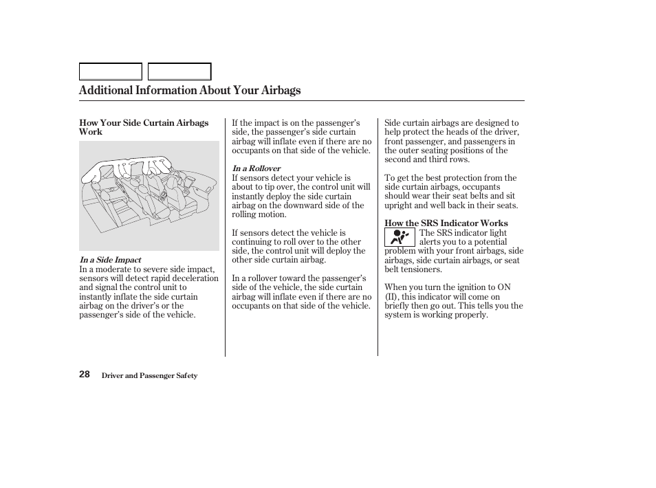 Additional information about your airbags | Acura 2004 MDX - Owner's Manual User Manual | Page 32 / 284