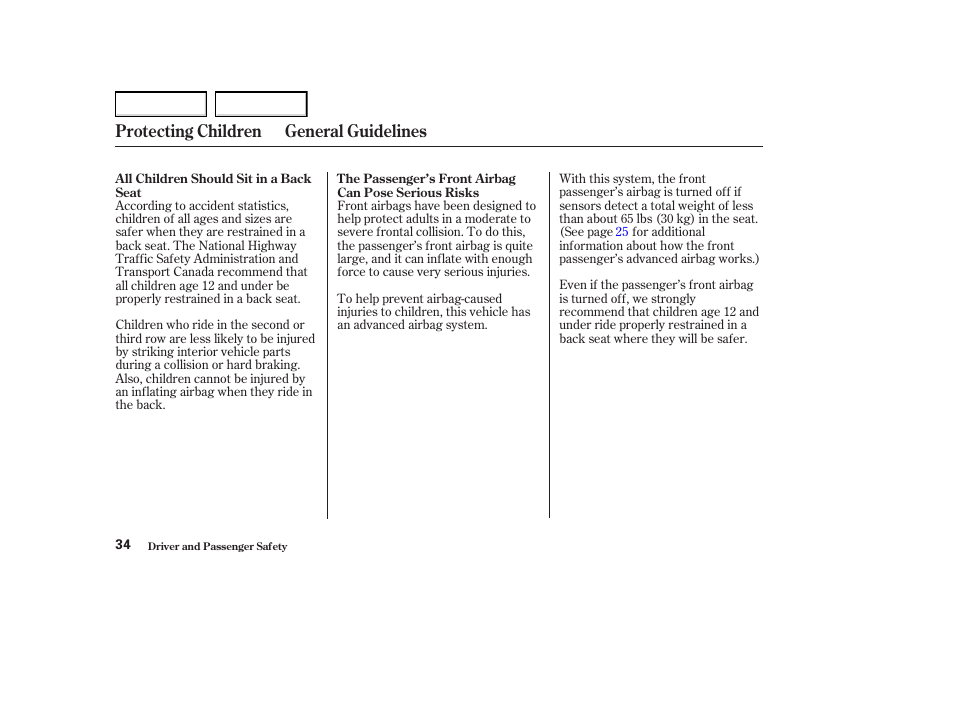Protecting children general guidelines | Acura 2004 MDX - Owner's Manual User Manual | Page 38 / 284