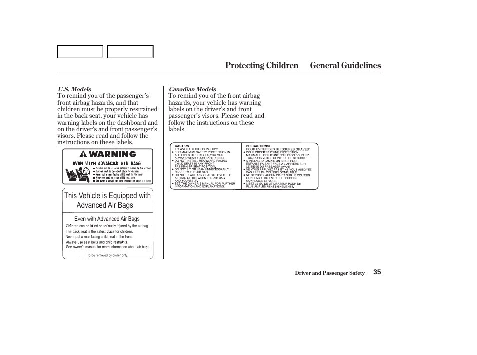 Protecting children general guidelines | Acura 2004 MDX - Owner's Manual User Manual | Page 39 / 284