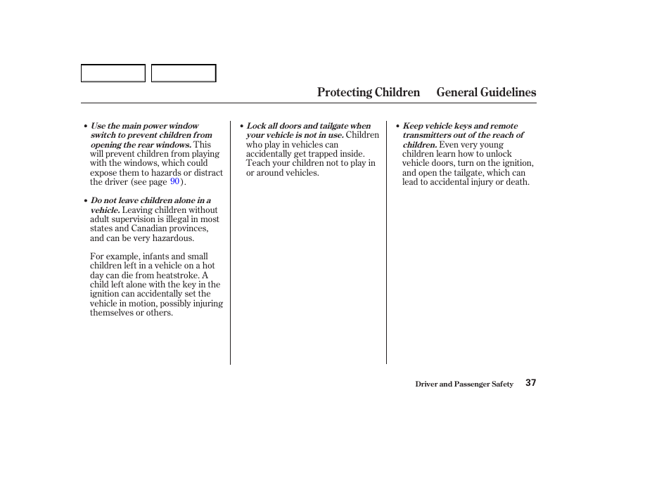 Protecting children general guidelines | Acura 2004 MDX - Owner's Manual User Manual | Page 41 / 284