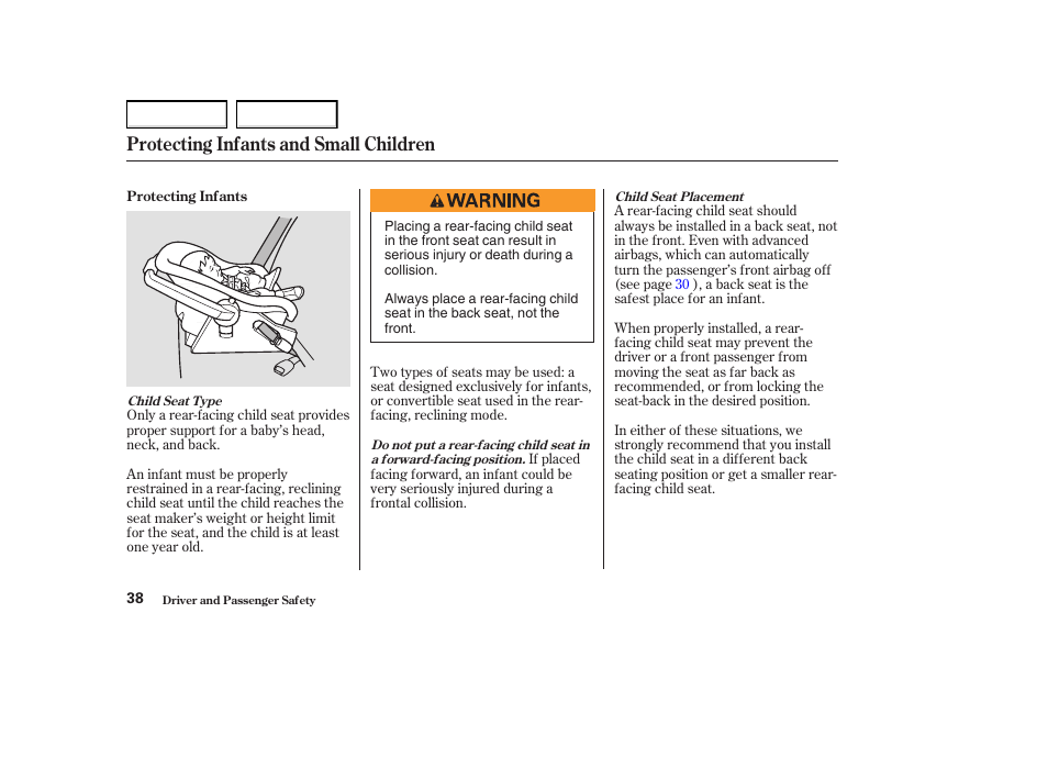 Protecting infants and small children | Acura 2004 MDX - Owner's Manual User Manual | Page 42 / 284