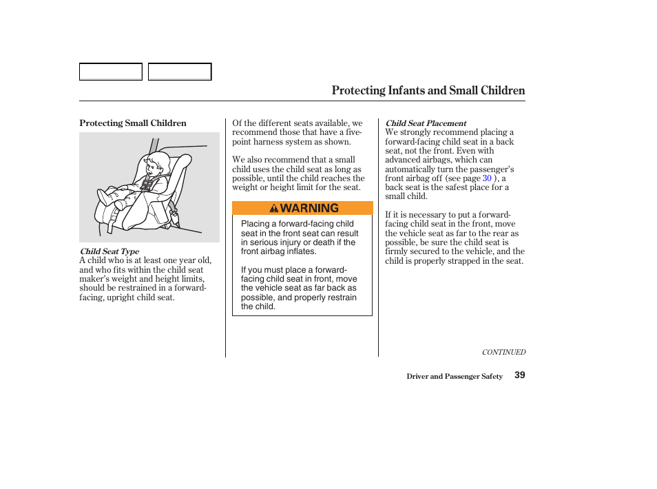 Protecting infants and small children | Acura 2004 MDX - Owner's Manual User Manual | Page 43 / 284