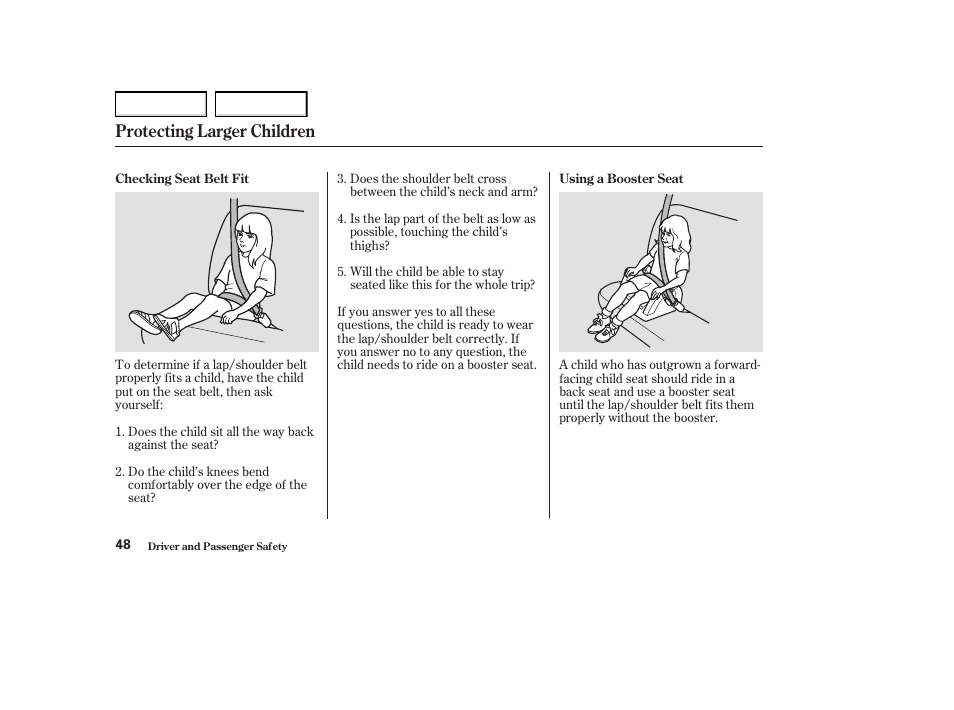 Protecting larger children | Acura 2004 MDX - Owner's Manual User Manual | Page 52 / 284