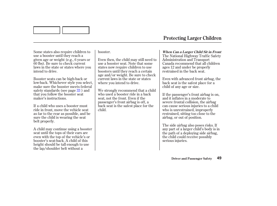 Protecting larger children | Acura 2004 MDX - Owner's Manual User Manual | Page 53 / 284