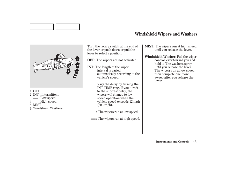 Windshield wipers and washers | Acura 2004 MDX - Owner's Manual User Manual | Page 73 / 284