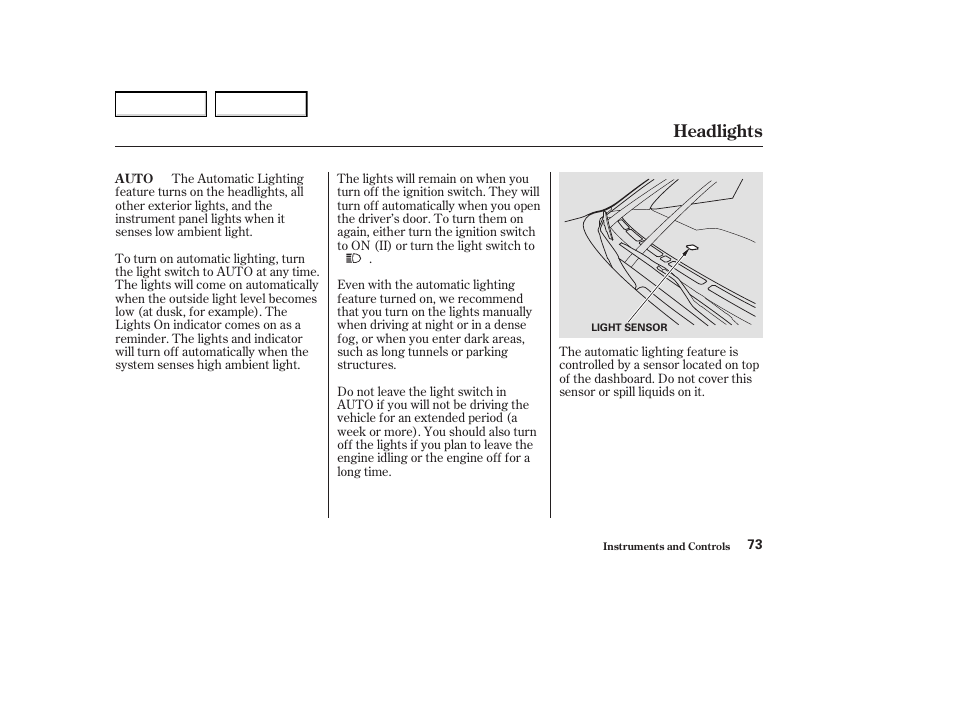Headlights | Acura 2004 MDX - Owner's Manual User Manual | Page 77 / 284