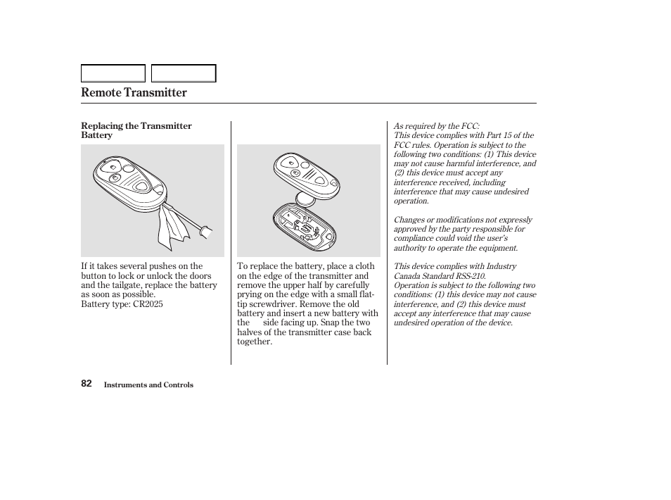 Remote transmitter | Acura 2004 MDX - Owner's Manual User Manual | Page 86 / 284