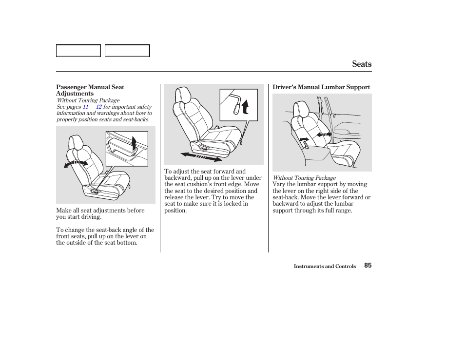 Seats | Acura 2004 MDX - Owner's Manual User Manual | Page 89 / 284
