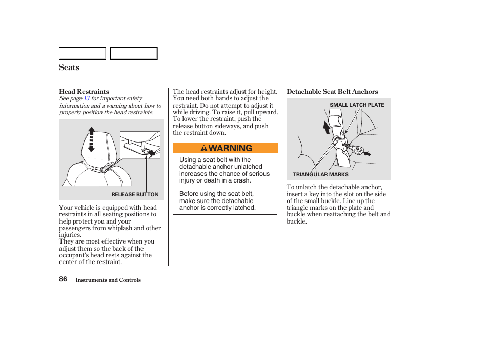 Seats | Acura 2004 MDX - Owner's Manual User Manual | Page 90 / 284