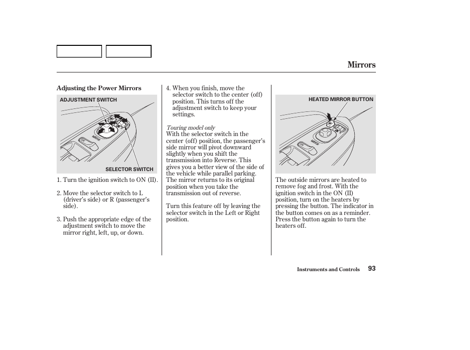 Mirrors | Acura 2004 MDX - Owner's Manual User Manual | Page 97 / 284