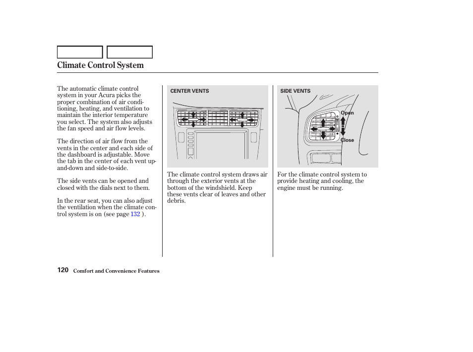 Climate control system | Acura 2004 RL - Owner's Manual User Manual | Page 123 / 370