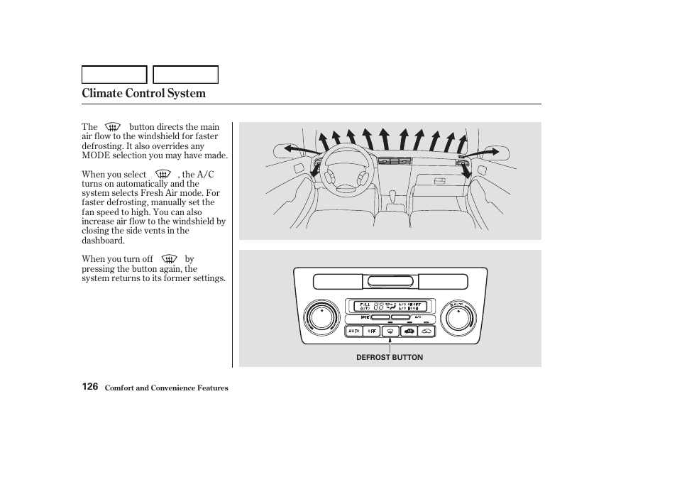 Climate control system | Acura 2004 RL - Owner's Manual User Manual | Page 129 / 370