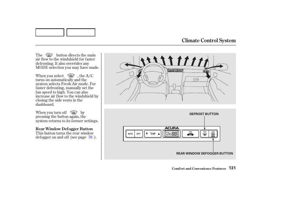 Climate control system | Acura 2004 RL - Owner's Manual User Manual | Page 134 / 370