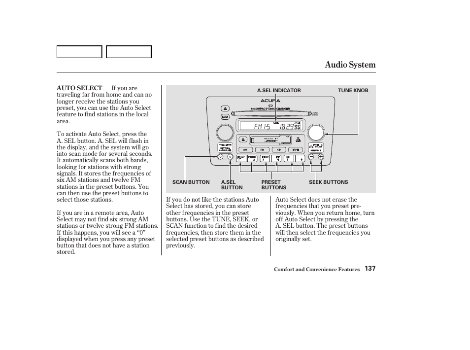 Audio system | Acura 2004 RL - Owner's Manual User Manual | Page 140 / 370